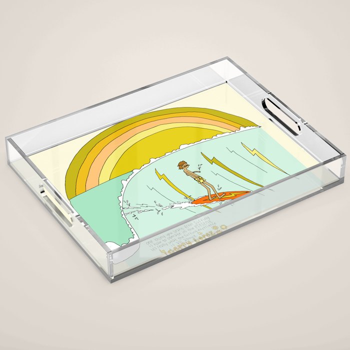 surf legend gerry lopez lightning bolt retro surf art by surfy birdy Acrylic Tray Gallery Image 1