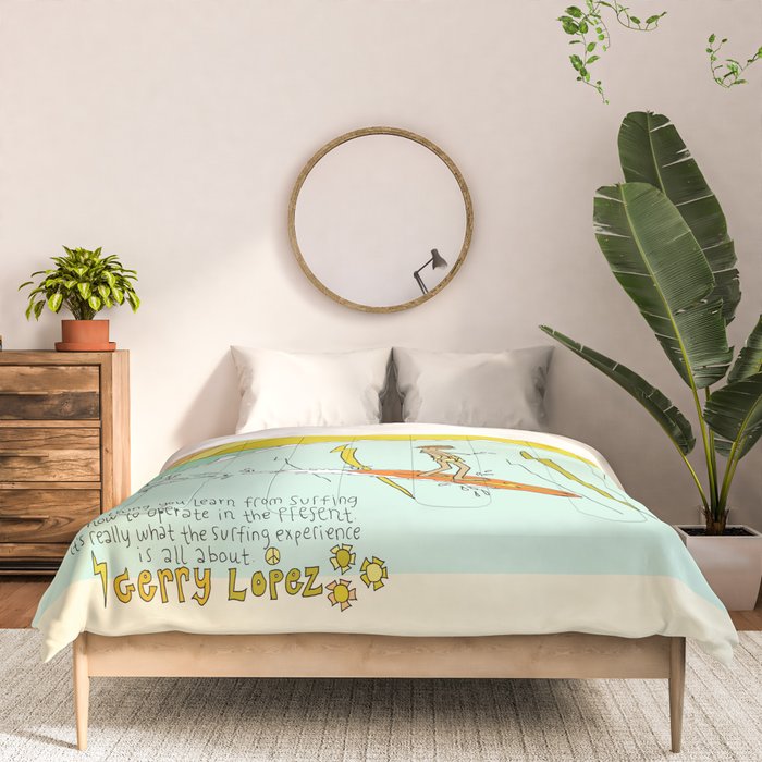 surf legend gerry lopez lightning bolt retro surf art by surfy birdy Comforter Gallery Image 3