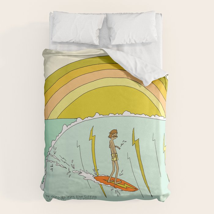 surf legend gerry lopez lightning bolt retro surf art by surfy birdy Duvet Cover Gallery Image 6