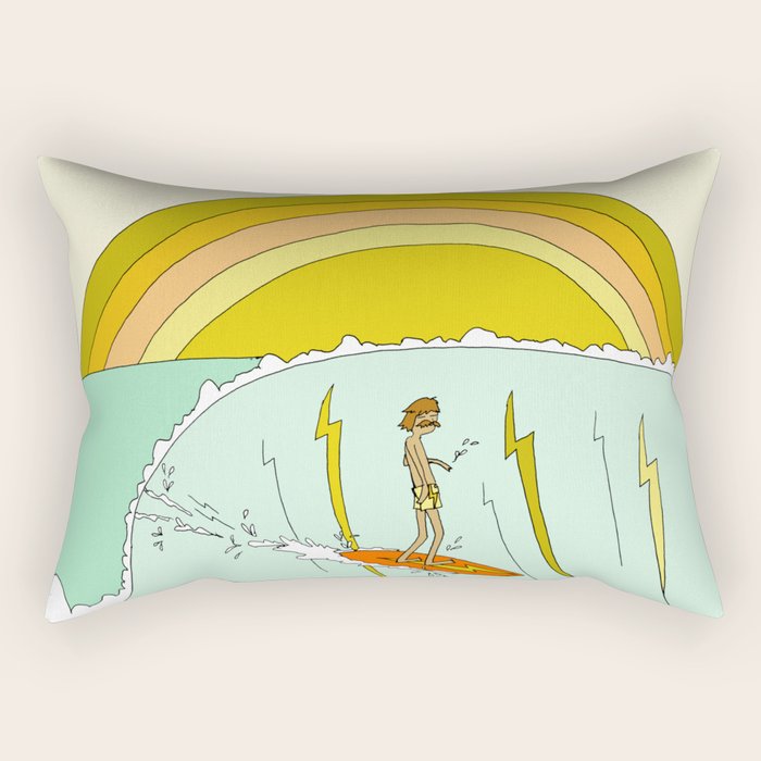 surf legend gerry lopez lightning bolt retro surf art by surfy birdy Rectangular Pillow Gallery Image 2