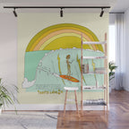 surf legend gerry lopez lightning bolt retro surf art by surfy birdy Wall Mural Gallery Image 1