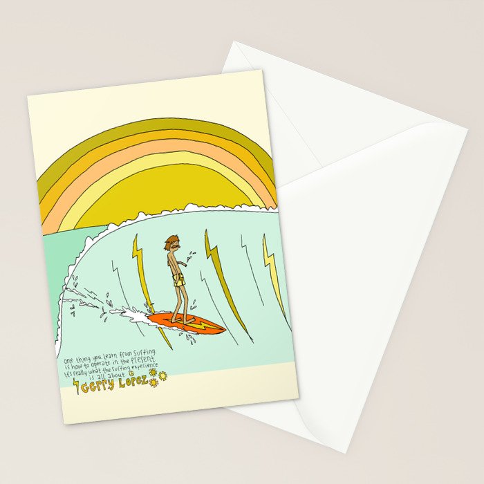 surf legend gerry lopez lightning bolt retro surf art by surfy birdy Stationery Card Gallery Image 2