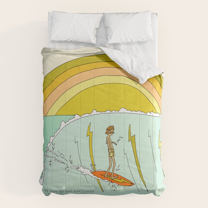 surf legend gerry lopez lightning bolt retro surf art by surfy birdy Comforter Gallery Image 6