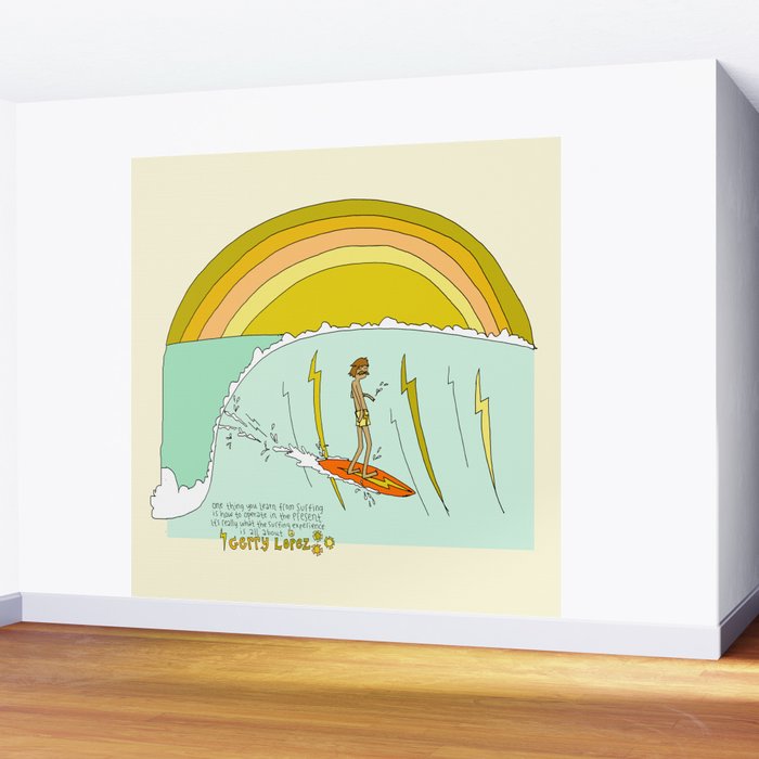 surf legend gerry lopez lightning bolt retro surf art by surfy birdy Wall Mural Gallery Image 2