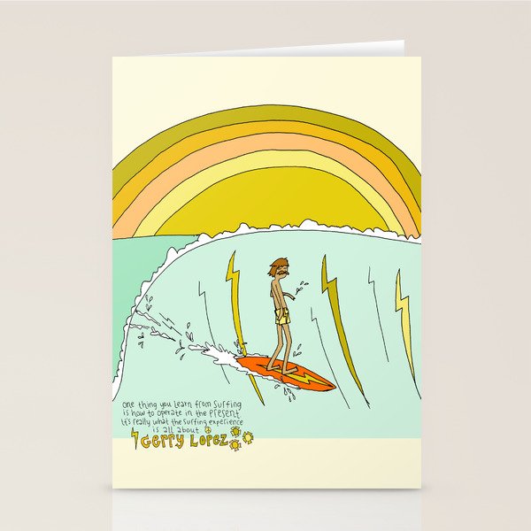 surf legend gerry lopez lightning bolt retro surf art by surfy birdy Stationery Card Gallery Image 2