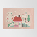 Festive Winter Hut in pink Rug Gallery Image 2