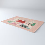 Festive Winter Hut in pink Rug Gallery Image 3