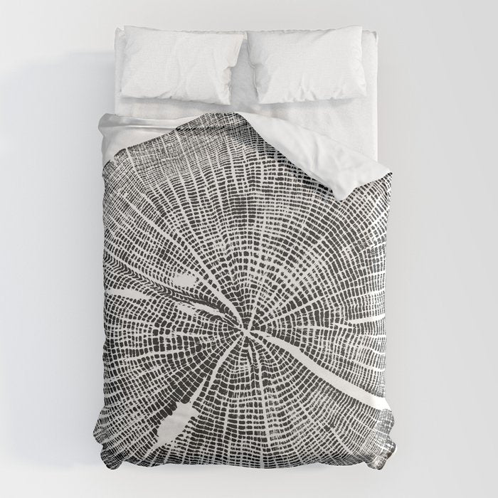 Shenandoah National Park, Oak - Tree ring ink woodblock print  Duvet Cover Gallery Image 6