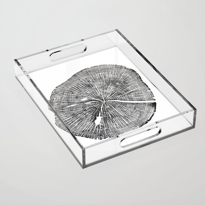 Shenandoah National Park, Oak - Tree ring ink woodblock print  Acrylic Tray Gallery Image 1