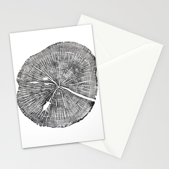 Shenandoah National Park, Oak - Tree ring ink woodblock print  Stationery Card Gallery Image 2