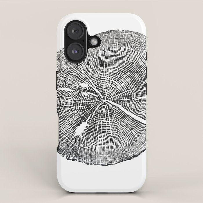 Shenandoah National Park, Oak - Tree ring ink woodblock print  iPhone Case Gallery Image 1