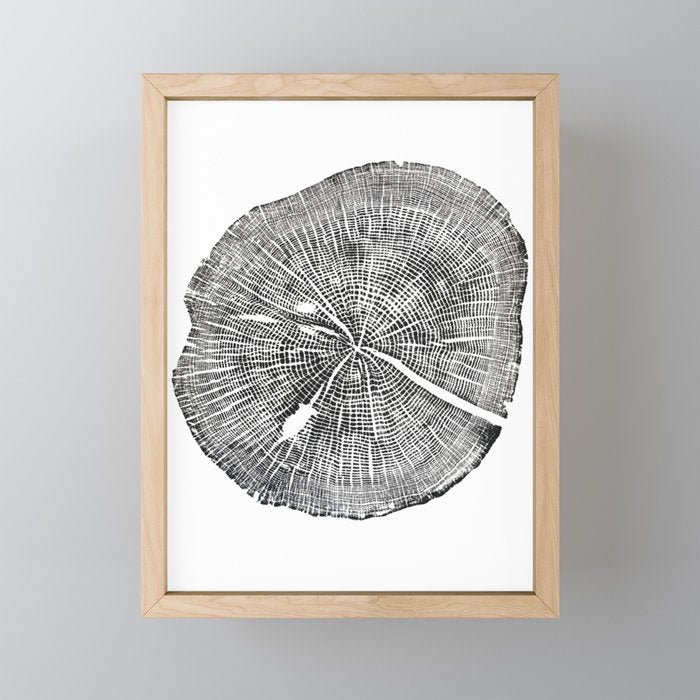 Shenandoah National Park, Oak - Tree ring ink woodblock print  Mini Art Print