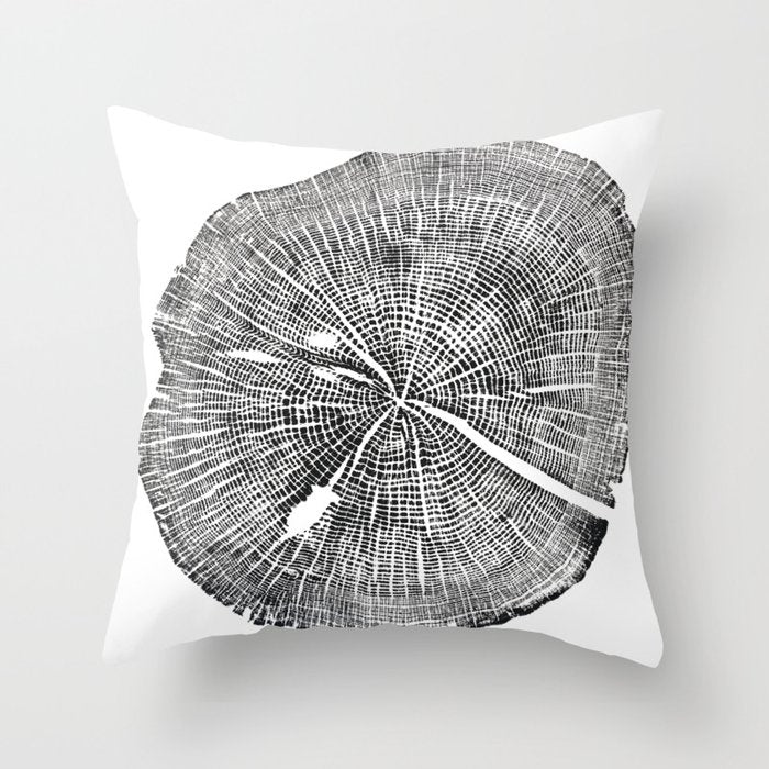 Shenandoah National Park, Oak - Tree ring ink woodblock print  Throw Pillow Gallery Image 1