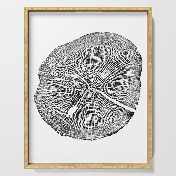 Shenandoah National Park, Oak - Tree ring ink woodblock print  Serving Tray Gallery Image 1