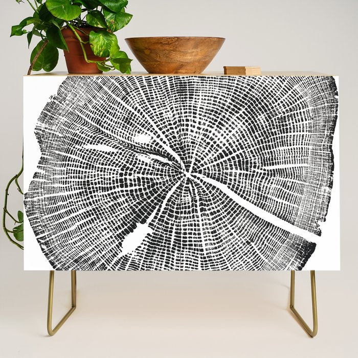 Shenandoah National Park, Oak - Tree ring ink woodblock print  Credenza Gallery Image 1
