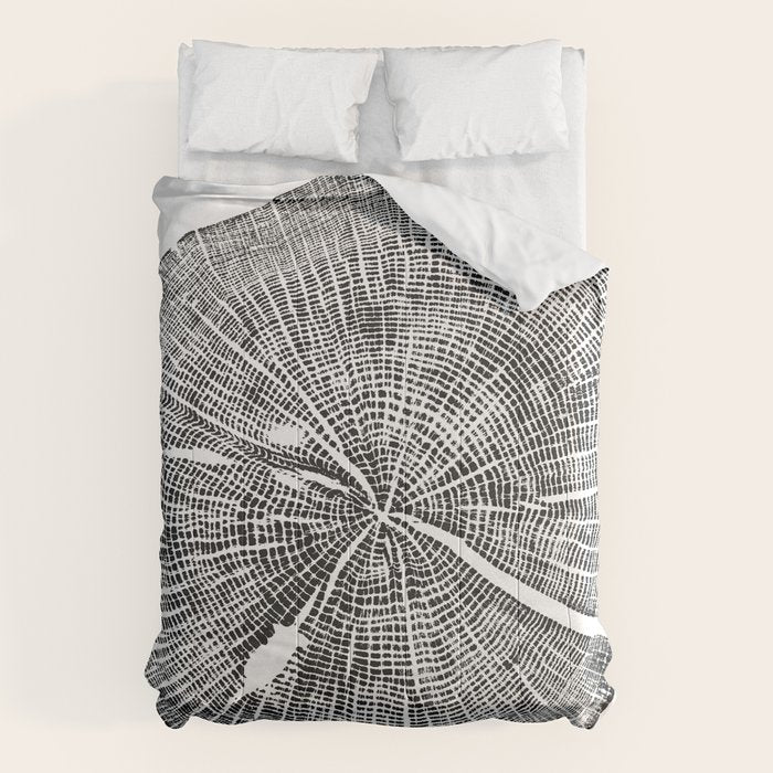 Shenandoah National Park, Oak - Tree ring ink woodblock print  Comforter Gallery Image 1