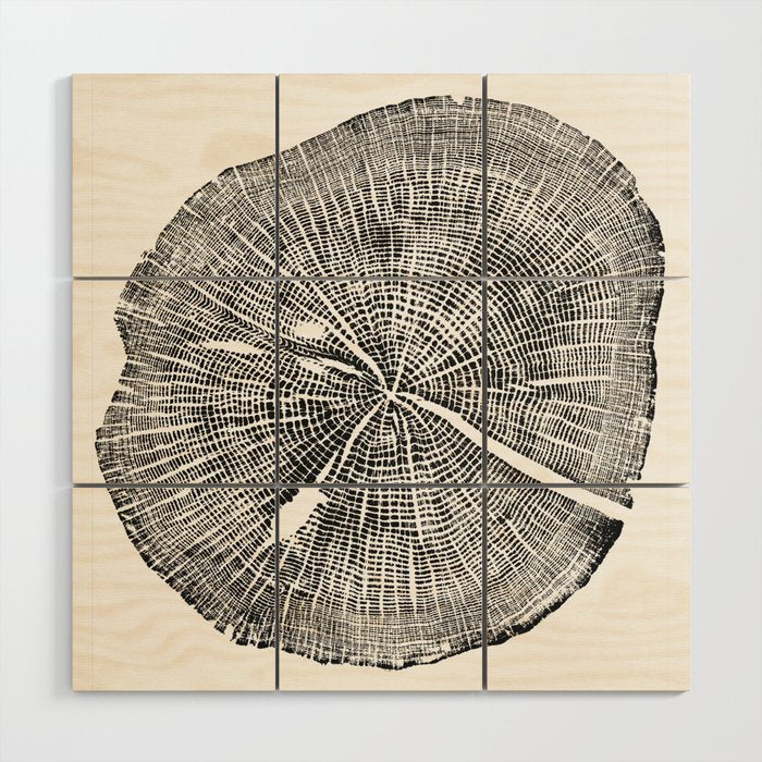 Shenandoah National Park, Oak - Tree ring ink woodblock print  Wood Wall Art Gallery Image 1
