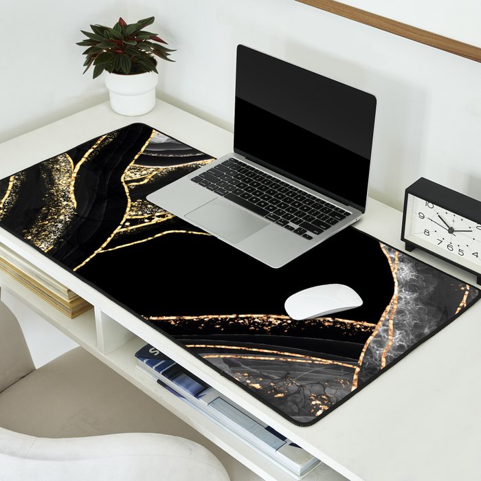 Black Night Glamour Marble Landscape Desk Mat Gallery Image 2