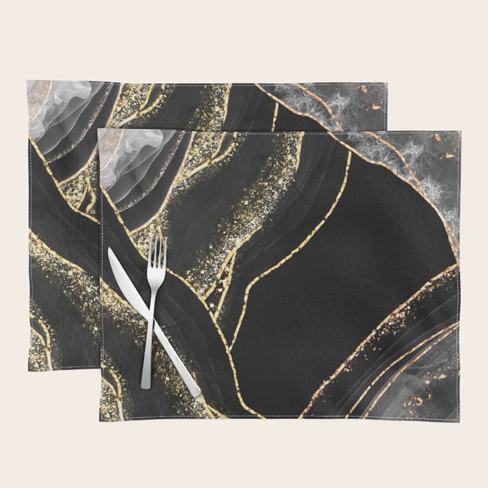 Black Night Glamour Marble Landscape Placemat Gallery Image 1