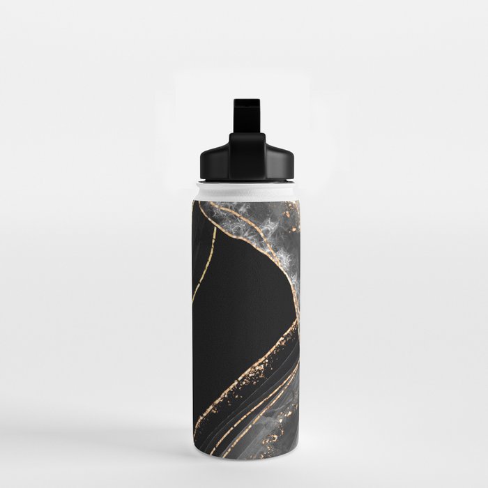 Black Night Glamour Marble Landscape Water Bottle Gallery Image 2