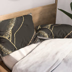 Black Night Glamour Marble Landscape Pillow Sham Gallery Image 2