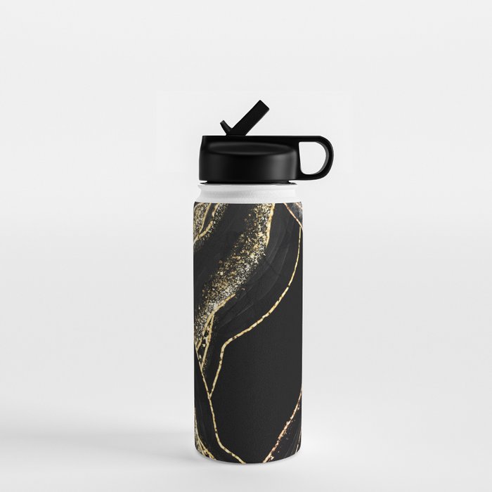 Black Night Glamour Marble Landscape Water Bottle Gallery Image 1