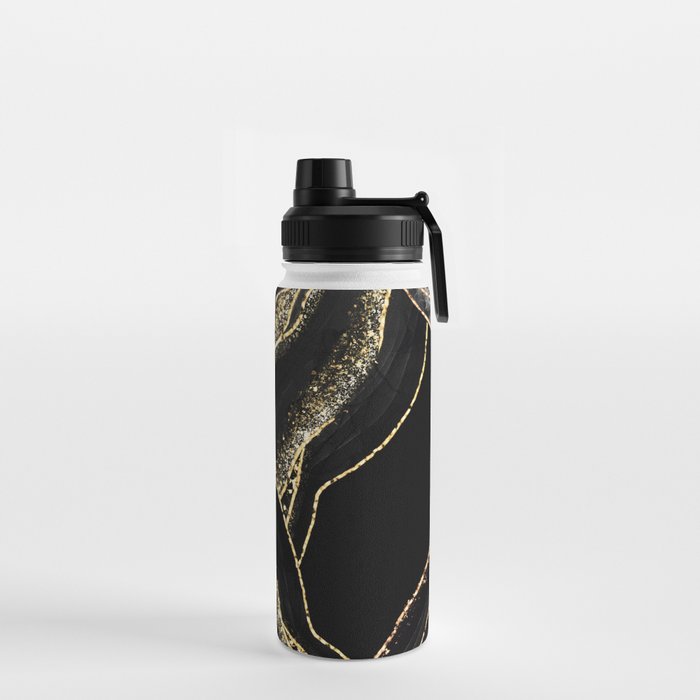 Black Night Glamour Marble Landscape Water Bottle Gallery Image 2