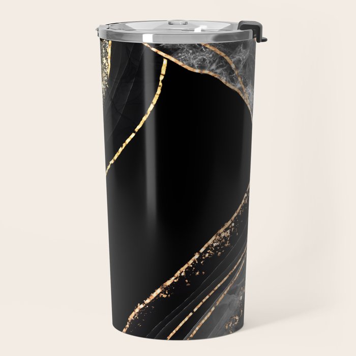 Black Night Glamour Marble Landscape Travel Mug Gallery Image 2