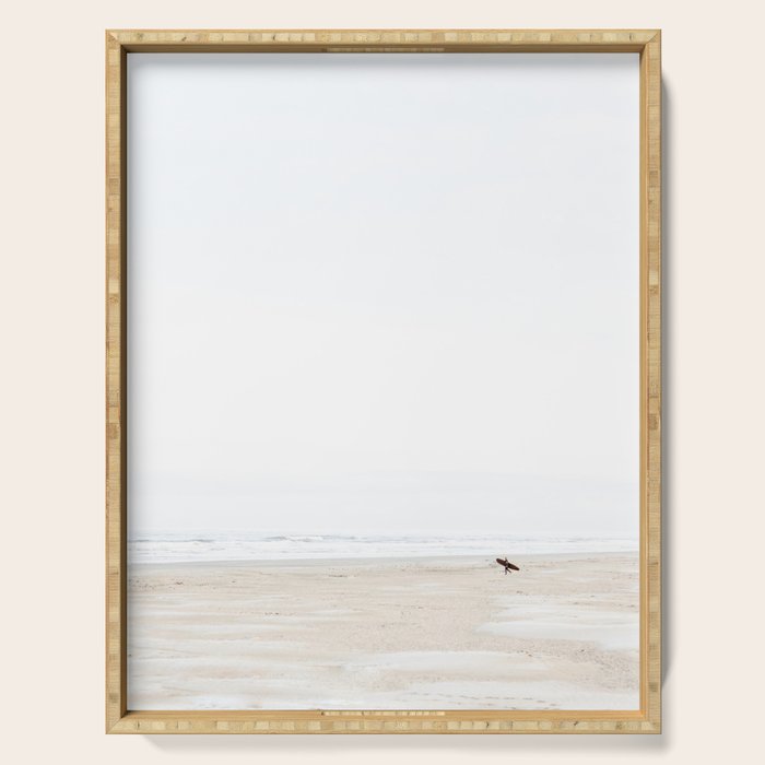 The lone surfer | fine art surf beach photography | Wanderlust at the ocean Serving Tray Gallery Image 1