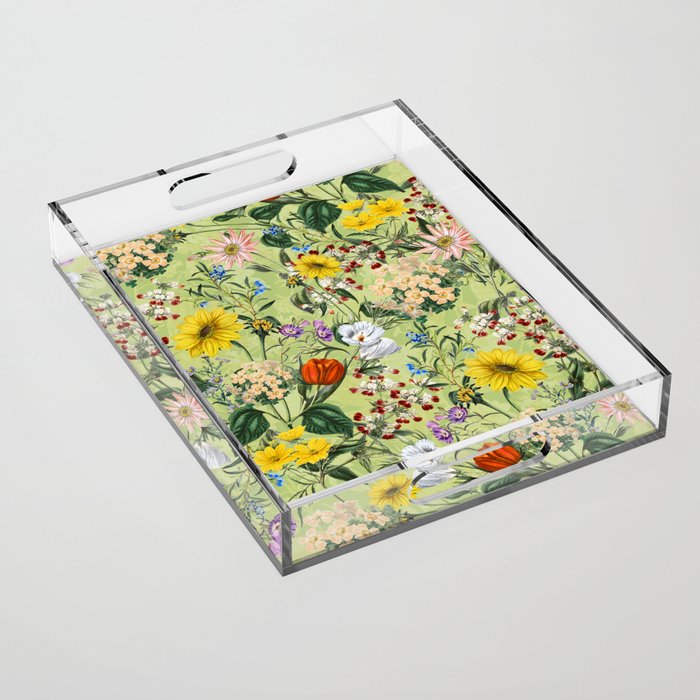 Vintage Floral Garden Acrylic Tray Gallery Image 1