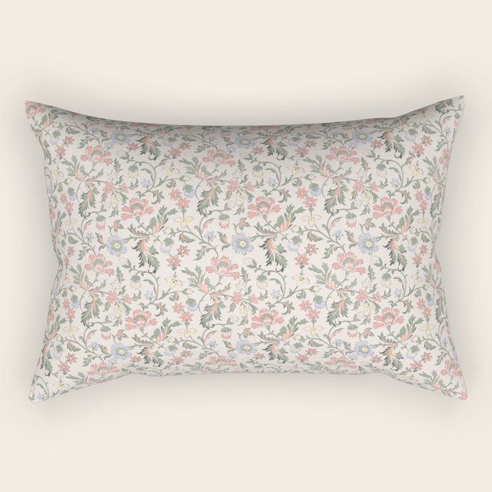Vintage Bohemian Floral in Pink Rectangular Pillow Gallery Image 1