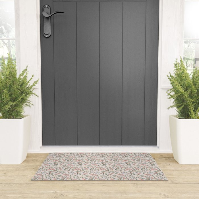 Vintage Bohemian Floral in Pink Welcome Mat Gallery Image 3