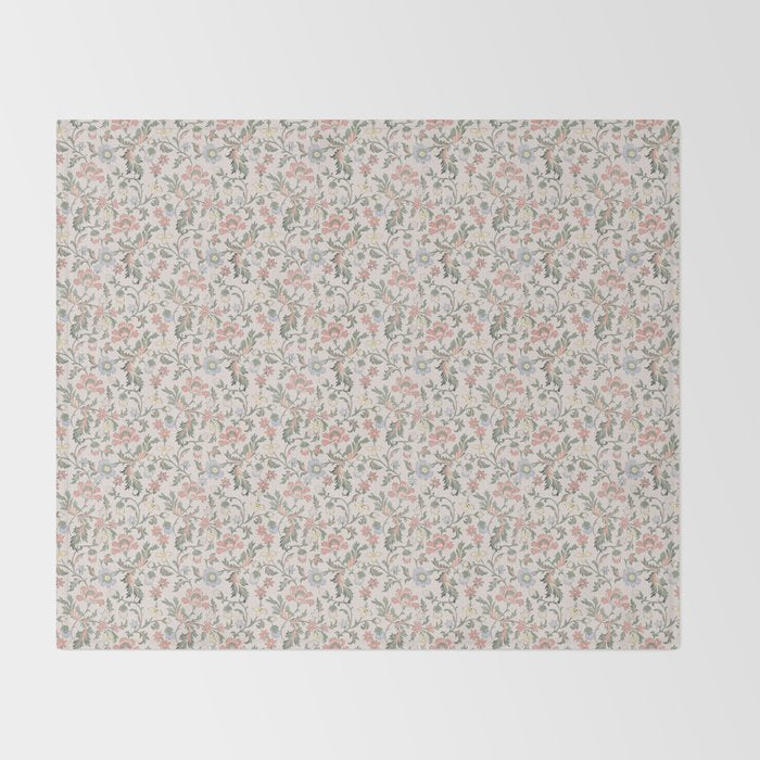 Vintage Bohemian Floral in Pink Throw Blanket Gallery Image 2