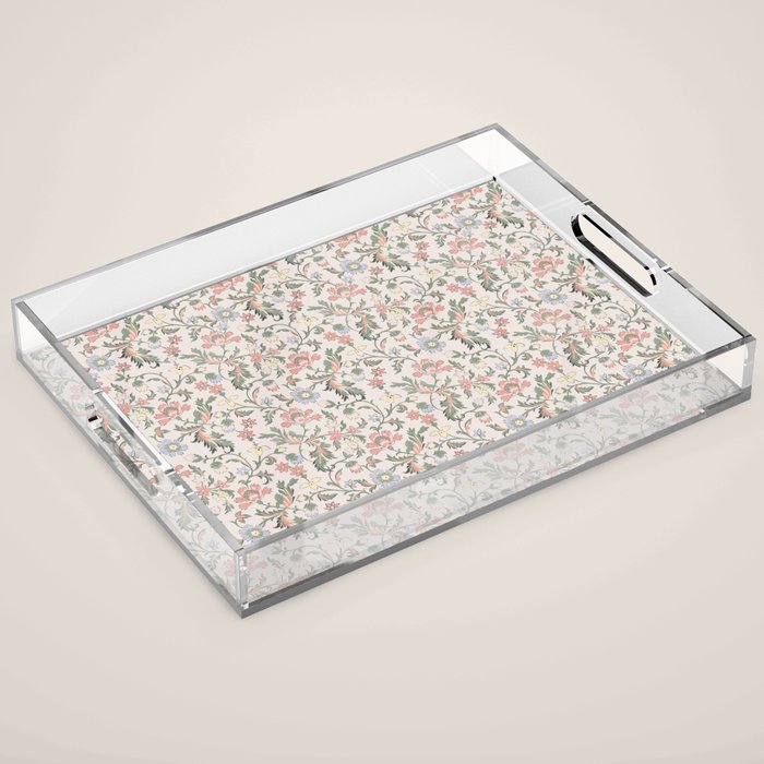 Vintage Bohemian Floral in Pink Acrylic Tray Gallery Image 1