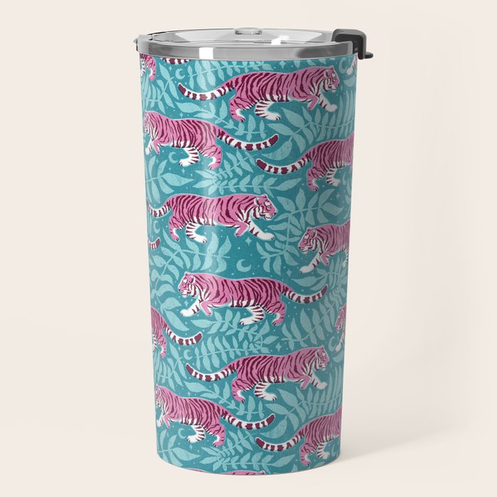 Tigers - Purple and aqua blue  Travel Mug Gallery Image 2