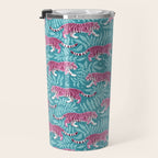 Tigers - Purple and aqua blue  Travel Mug Gallery Image 3