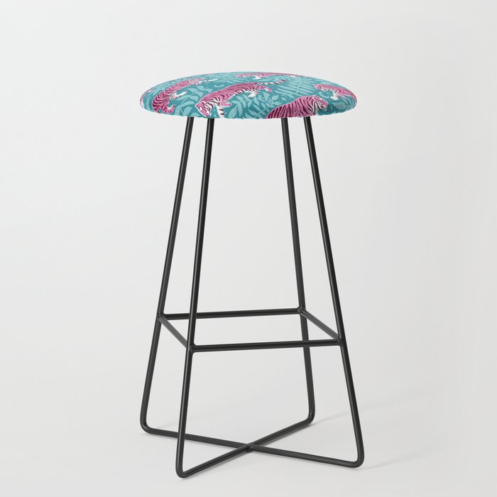 Tigers - Purple and aqua blue  Stool Gallery Image 1