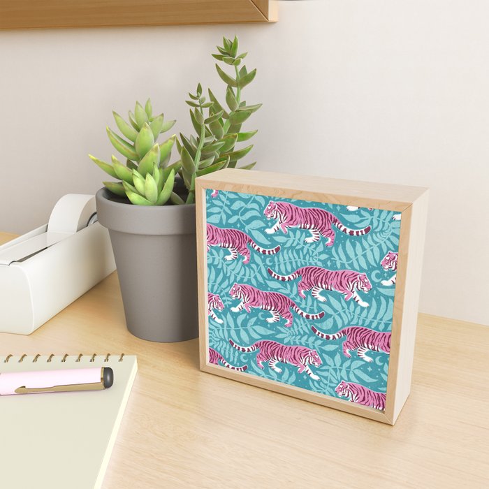 Tigers - Purple and aqua blue  Mini Art Print Gallery Image 2