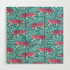 Tigers - Purple and aqua blue  Wood Wall Art Gallery Image 1