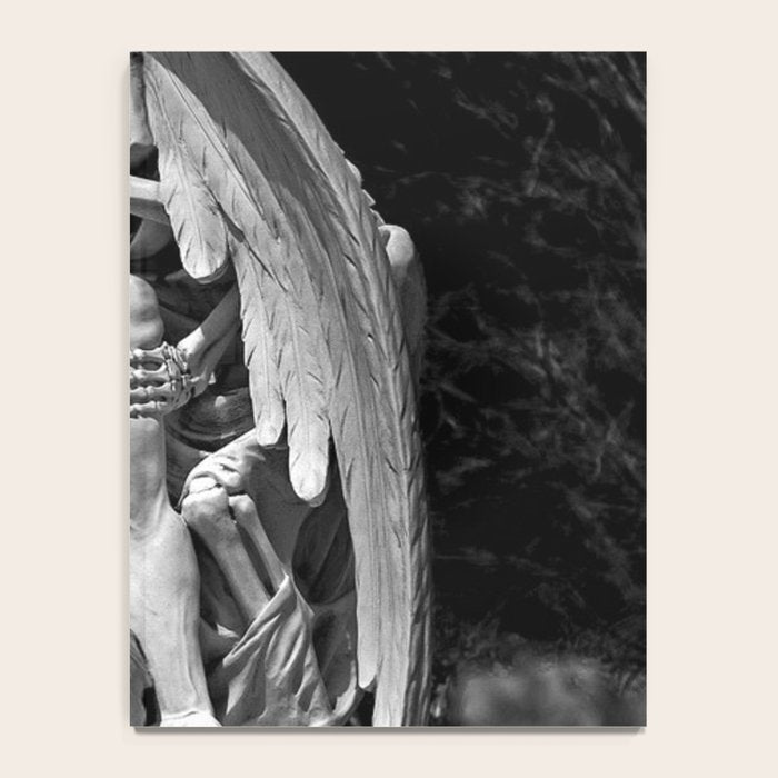 Kiss of Death, grave headstone winged angel of death marble sculpture and man Barcelona, Spain  Notebook Gallery Image 4