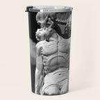 Kiss of Death, grave headstone winged angel of death marble sculpture and man Barcelona, Spain  Travel Mug Gallery Image 3