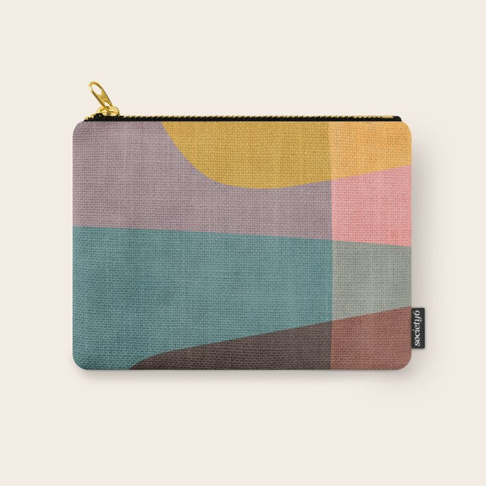 Modern Abstract Artwork Yellow Teal Pink Carry All Pouch Gallery Image 1