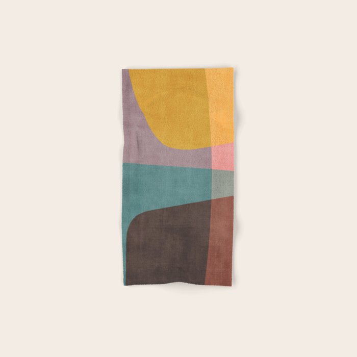 Modern Abstract Artwork Yellow Teal Pink Bath Towel Gallery Image 1