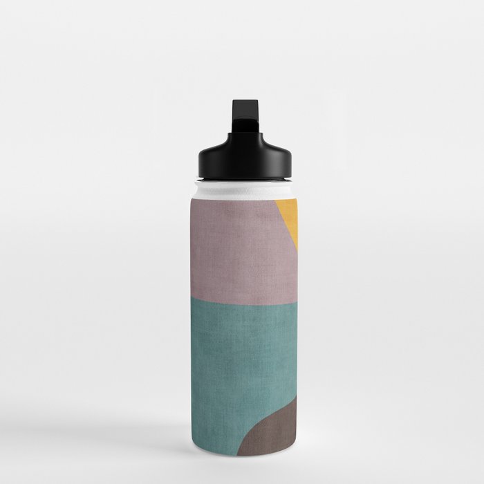 Modern Abstract Artwork Yellow Teal Pink Water Bottle Gallery Image 3