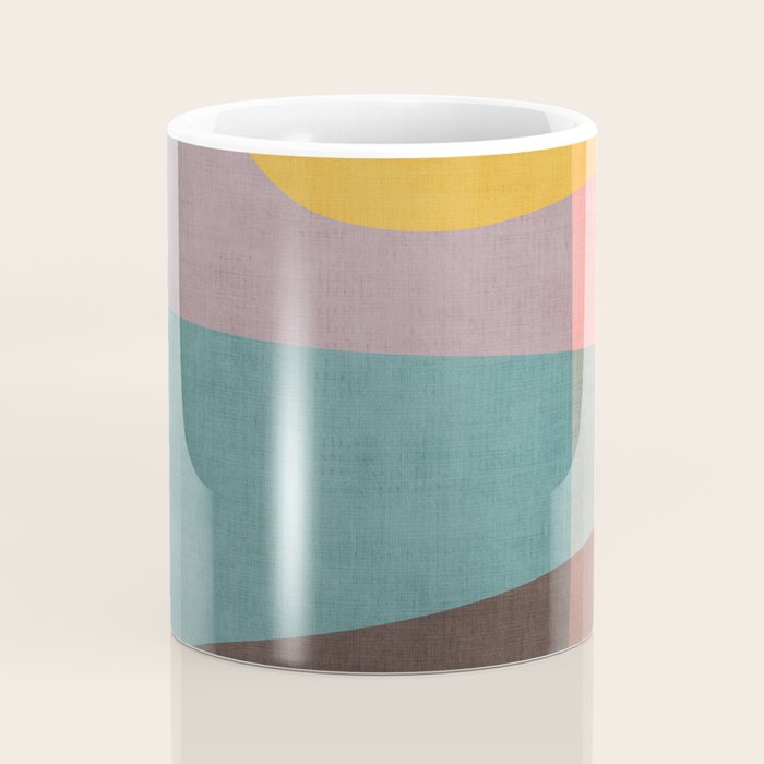 Modern Abstract Artwork Yellow Teal Pink Coffee Mug Gallery Image 4