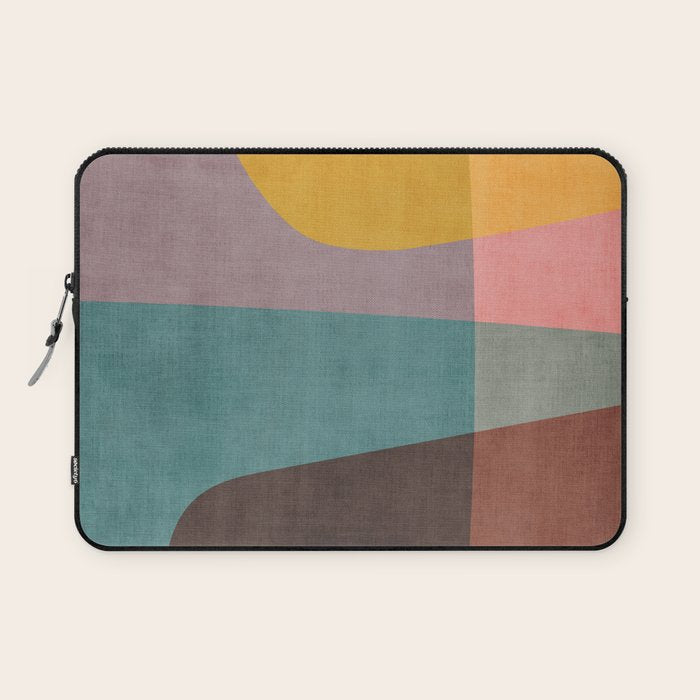 Modern Abstract Artwork Yellow Teal Pink Laptop Sleeve Gallery Image 1