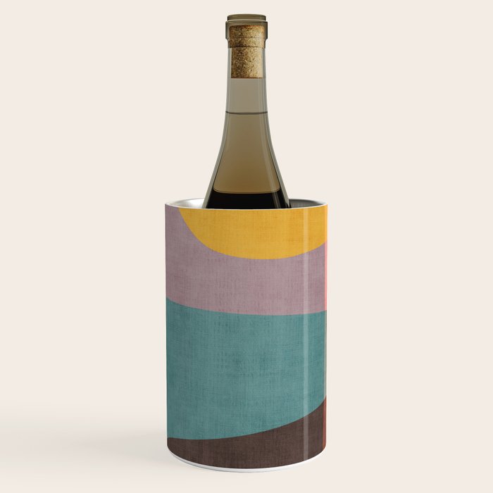 Modern Abstract Artwork Yellow Teal Pink Wine Chiller Gallery Image 1