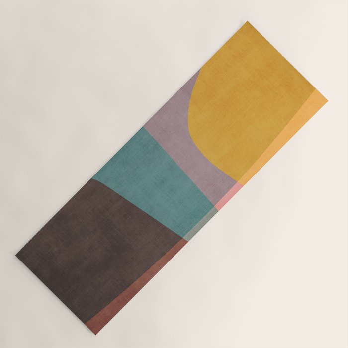 Modern Abstract Artwork Yellow Teal Pink Yoga Mat Gallery Image 1