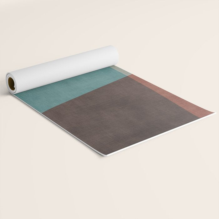Modern Abstract Artwork Yellow Teal Pink Yoga Mat Gallery Image 2