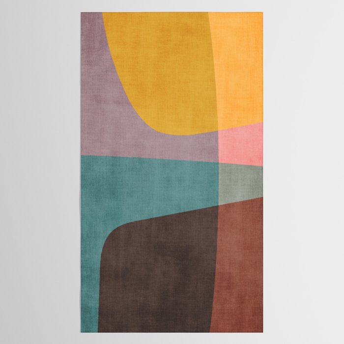 Modern Abstract Artwork Yellow Teal Pink Tablecloth Gallery Image 2